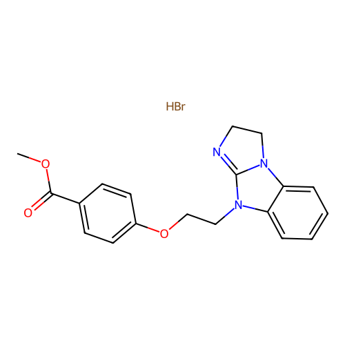 methyl 4-(2-(2H-benzo[d]imidazo[1,2-a]imidazol-9(3H)-yl)ethoxy)benzoate hydrobromide structure