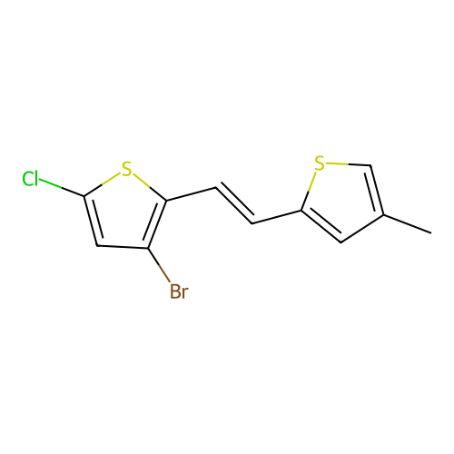 3-Bromo-5-chloro-2-[2-(4-methyl-2-thienyl)vinyl]thiophene structure