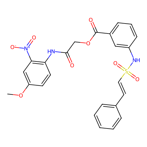 [2-(4-methoxy-2-nitroanilino)-2-oxoethyl] 3-[[(E)-2-phenylethenyl]sulfonylamino]benzoate structure
