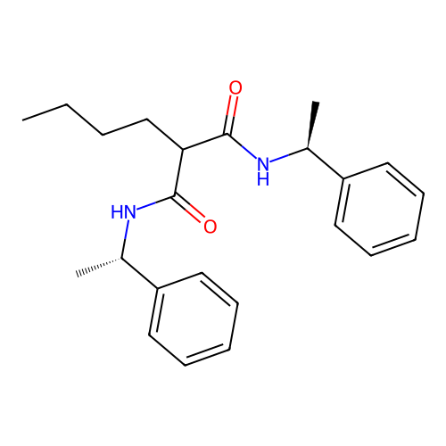 2-butyl-N,N'-bis[(1S)-1-phenylethyl]propanediamide structure