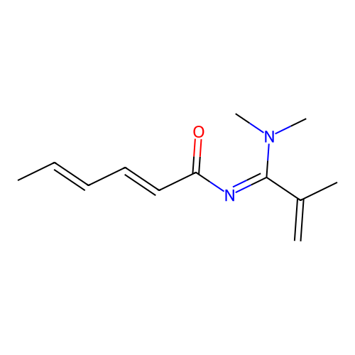N-[1-(dimethylamino)-2-methylprop-2-enylidene]hexa-2,4-dienamide structure