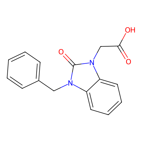 (3-benzyl-2-oxo-2,3-dihydro-1H-benzimidazol-1-yl)acetic acid structure