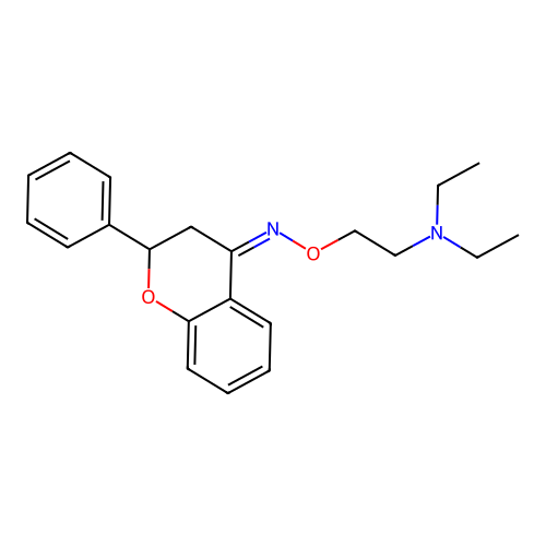 4H-1-Benzopyran-4-one, 2,3-dihydro-2-phenyl-, O-(2-(diethylamino)ethyl)oxime structure