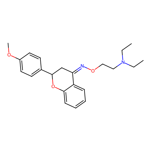 2,3-Dihydro-2-(4-methoxyphenyl)-4H-1-benzopyran-4-one O-(2-(diethylamino)ethyl)oxime structure