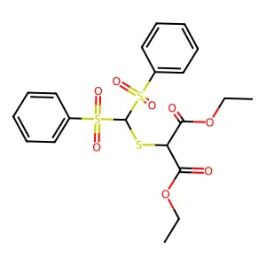 Diethyl 2-[bis(benzenesulfonyl)methylsulfanyl]propanedioate structure