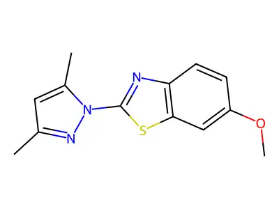 Benzothiazole, 2-(3,5-dimethyl-1H-pyrazol-1-yl)-6-methoxy- structure
