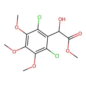 Benzeneacetic acid, 2,6-dichloro-alpha-hydroxy-3,4,5-trimethoxy-, methyl ester structure