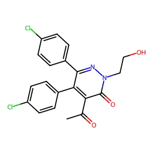 4-acetyl-2-(2'-hydroxyethyl)-5,6-bis(4-chlorophenyl)-2H-pyridazin-3-one structure
