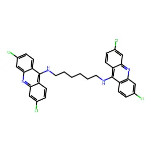 N,N'-Bis(3,6-dichloro-9-acridinyl)-1,6-hexanediamine structure