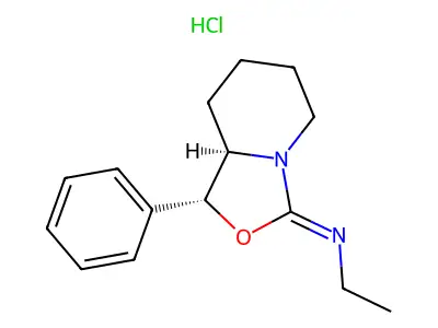 (+-)-trans-3-Ethylimino-1-phenylhexahydro-3H-oxazolo(3,4-a)pyridine hydrochloride structure