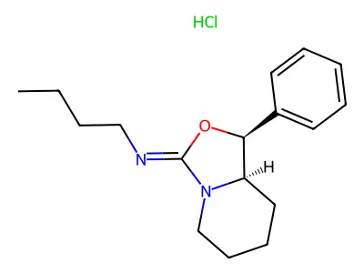 (+-)-cis-3-Butylimino-1-phenylhexahydro-3H-oxazolo(3,4-a)pyridine hydrochloride structure