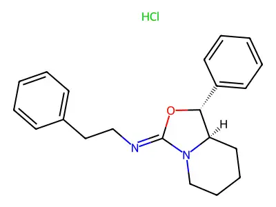 (E)-(+-)-Hexahydro-3-(phenethylimino)-1-phenyl-3H-oxazolo(3,4-a)pyridine hydrochloride structure