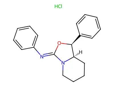 (+-)-cis-1-Phenyl-3-phenyliminohexahydro-3H-oxazolo(3,4-a)pyridine hydrochloride structure