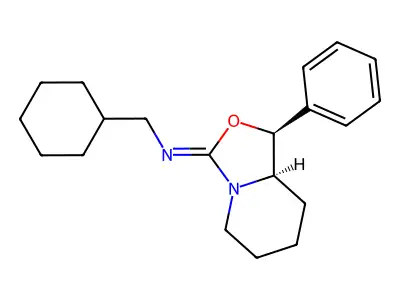 cis-3-((Cyclohexylmethyl)imino)-1-phenylhexahydro-3H-oxazolo(3,4-a)pyridine structure