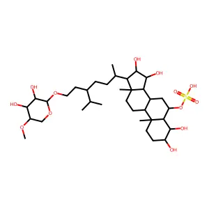 [(3S,4R,5R,6S,8R,9S,10R,13R,14S,15S,16R,17R)-17-[(1R,4R)-4-[2-[(2R,3R,4R,5R)-3,4-dihydroxy-5-methoxy-tetrahydropyran-2-yl]oxyethyl]-1,5-dimethyl-hexyl]-3,4,15,16-tetrahydroxy-10,13-dimethyl-2,3,4,5,6,7,8,9,11,12,14,15,16,17-tetradecahydro-1H-cyclopenta[a]phenanthren-6-yl] hydrogen sulfate structure