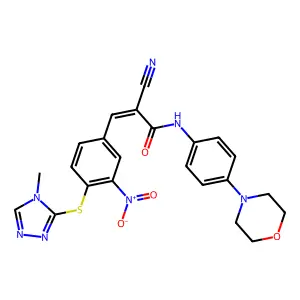 (E)-2-cyano-3-[4-[(4-methyl-1,2,4-triazol-3-yl)sulfanyl]-3-nitrophenyl]-N-(4-morpholin-4-ylphenyl)prop-2-enamide structure