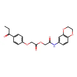 [2-(2,3-dihydro-1,4-benzodioxin-6-ylamino)-2-oxoethyl] 2-(4-propanoylphenoxy)acetate structure