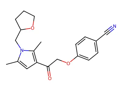 4-[2-[2,5-Dimethyl-1-(oxolan-2-ylmethyl)pyrrol-3-yl]-2-oxoethoxy]benzonitrile structure