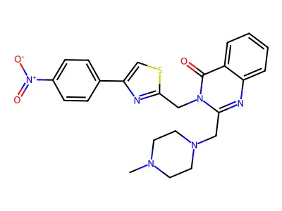 2-[(4-methylpiperazin-1-yl)methyl]-3-[[4-(4-nitrophenyl)-1,3-thiazol-2-yl]methyl]quinazolin-4-one structure