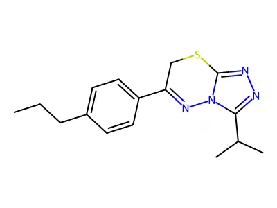 3-propan-2-yl-6-(4-propylphenyl)-7H-[1,2,4]triazolo[3,4-b][1,3,4]thiadiazine structure
