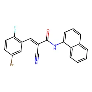 (E)-3-(5-bromo-2-fluorophenyl)-2-cyano-N-naphthalen-1-ylprop-2-enamide structure