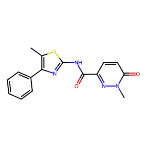 1-methyl-N-(5-methyl-4-phenyl-1,3-thiazol-2-yl)-6-oxopyridazine-3-carboxamide structure