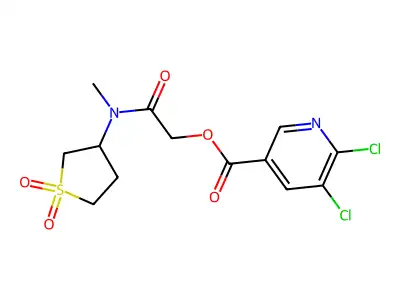 [2-[(1,1-dioxothiolan-3-yl)-methylamino]-2-oxoethyl] 5,6-dichloropyridine-3-carboxylate structure