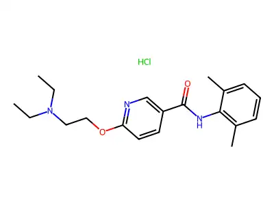 Nicotinamide, 6-(2-diethylaminoethoxy)-N-(2,6-xylyl)-, hydrochloride structure