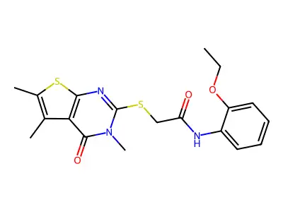 N-(2-ethoxyphenyl)-2-((3,5,6-trimethyl-4-oxo-3,4-dihydrothieno[2,3-d]pyrimidin-2-yl)thio)acetamide structure