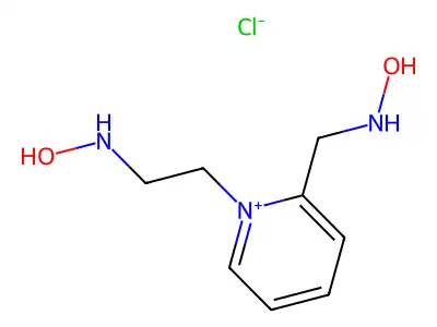 Pyridinium, 1-(2-(hydroxyamino)ethyl)-2-((hydroxyamino)methyl)-, chloride structure