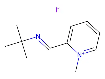 Pyridinium, 2-(((1,1-dimethylethyl)imino)methyl)-1-methyl-, iodide structure