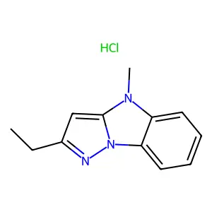 4H-Pyrazolo(1,5-a)benzimidazole, 2-ethyl-4-methyl-, monohydrochloride structure