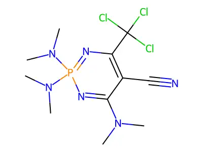 2,2,4-tris(dimethylamino)-6-(trichloromethyl)-1,3-diaza-2 structure