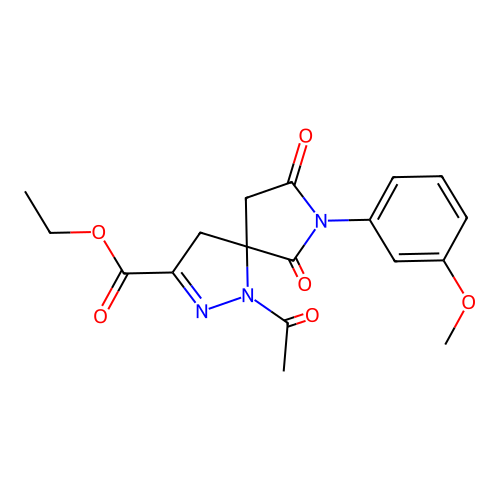 ethyl 1-acetyl-7-(3-methoxyphenyl)-6,8-dioxo-1,2,7-triazaspiro[4.4]non-2-ene-3-carboxylate structure
