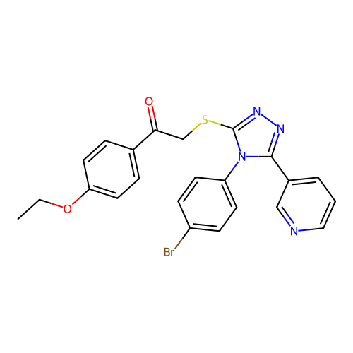 2-[[4-(4-bromophenyl)-5-pyridin-3-yl-1,2,4-triazol-3-yl]sulfanyl]-1-(4-ethoxyphenyl)ethanone structure