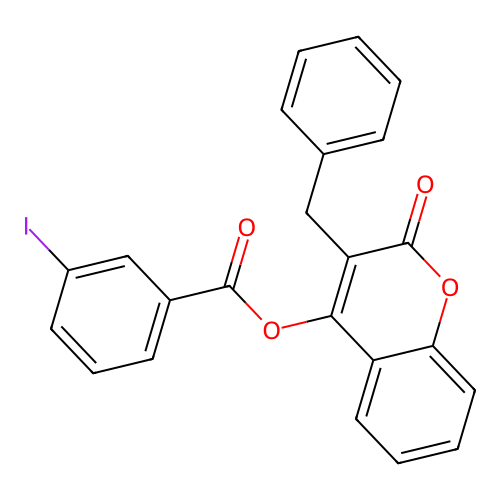 3-benzyl-2-oxo-2H-chromen-4-yl 3-iodobenzoate structure