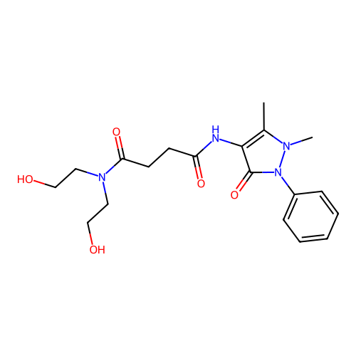N-(1,5-dimethyl-3-oxo-2-phenylpyrazol-4-yl)-N',N'-bis(2-hydroxyethyl)butanediamide structure
