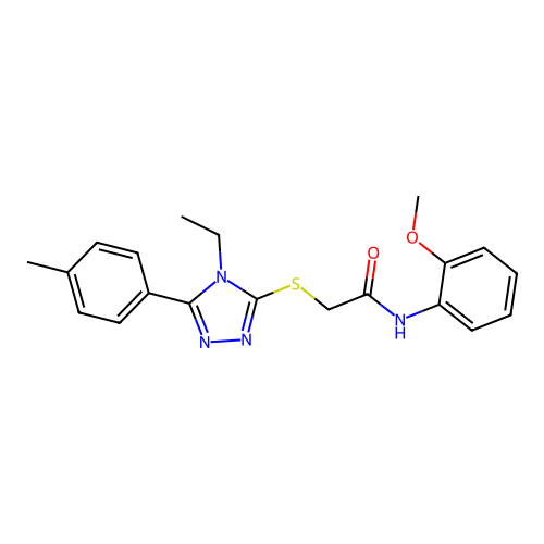 2-{[4-ethyl-5-(4-methylphenyl)-4H-1,2,4-triazol-3-yl]sulfanyl}-N-(2-methoxyphenyl)acetamide structure