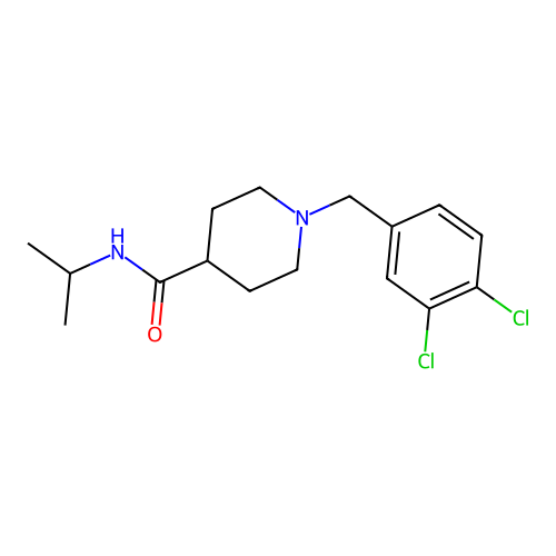 1-(3,4-dichlorobenzyl)-N-(propan-2-yl)piperidine-4-carboxamide structure