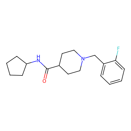 N-cyclopentyl-1-(2-fluorobenzyl)piperidine-4-carboxamide structure