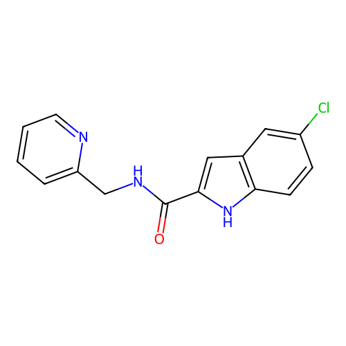 5-chloro-N-(pyridin-2-ylmethyl)-1H-indole-2-carboxamide structure
