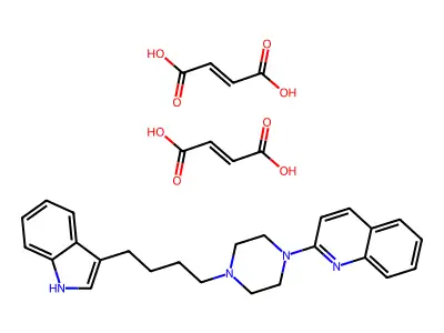 bis(but-2-enedioic acid);2-[4-[4-(1H-indol-3-yl)butyl]piperazin-1-yl]quinoline structure