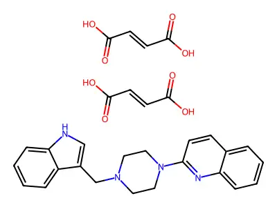 bis(but-2-enedioic acid);2-[4-(1H-indol-3-ylmethyl)piperazin-1-yl]quinoline structure