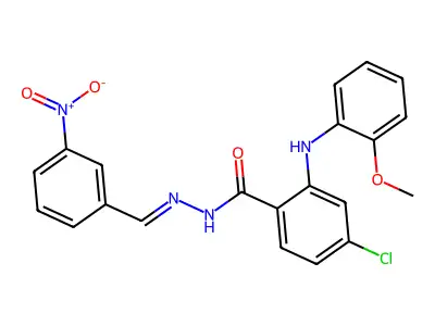 4-chloro-2-(2-methoxyanilino)-N-[(3-nitrophenyl)methylideneamino]benzamide structure
