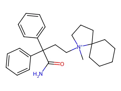 4-(1-Methyl-1lambda(5)-azaspiro(4.5)dec-1-yl)-2,2-diphenylbutanamide structure