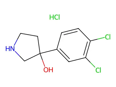 3-(3,4-Dichlorophenyl)pyrrolidin-3-ol--hydrogen chloride (1/1) structure