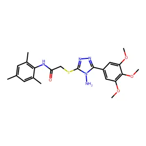 2-[4-amino-5-(3,4,5-trimethoxyphenyl)(1,2,4-triazol-3-ylthio)]-N-(2,4,6-trimet hylphenyl)acetamide structure