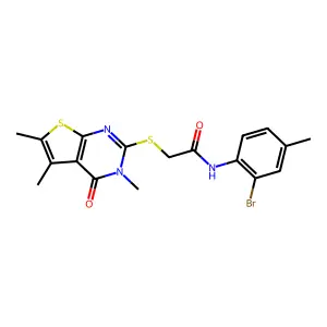 N-(2-bromo-4-methylphenyl)-2-[(3,5,6-trimethyl-4-oxo-3,4-dihydrothieno[2,3-d]pyrimidin-2-yl)sulfanyl]acetamide structure