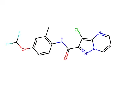 3-chloro-N-[4-(difluoromethoxy)-2-methylphenyl]pyrazolo[1,5-a]pyrimidine-2-carboxamide structure