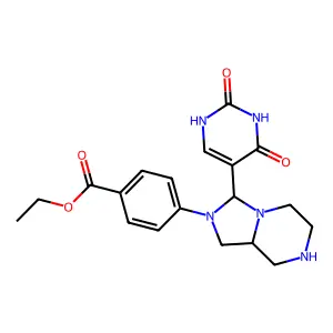 Benzoic acid,4-[hexahydro-3-(1,2,3,4-tetrahydro-2,4-dioxo-5-pyrimidinyl)imidazo[1,5-a]pyrazin-2(3h)-yl]-,ethyl ester structure